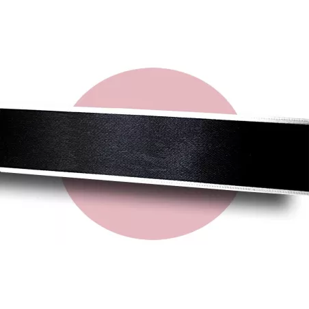 Lacets satin large noir&nbsp;gansé&nbsp;blanc pour vos chaussures