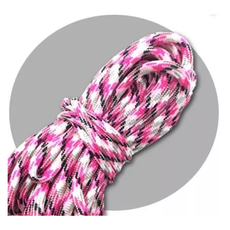 1 paire x lacets ronds paracorde rose & gris & noir