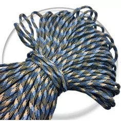 Lacets ronds camouflages paracorde noir, beige & bleu.