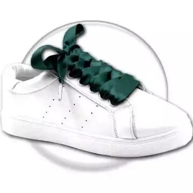 Lacets larges en satin vert anglais pour vos chaussures