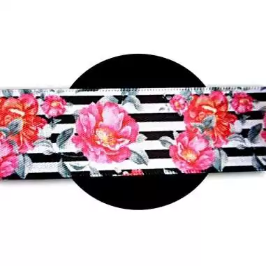 Lacets satin large rayés à fleurs pour vos chaussures