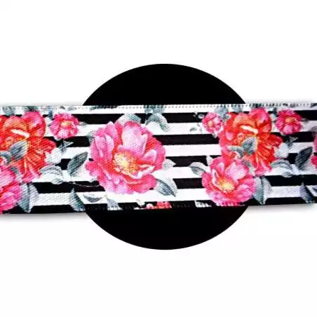 Lacets satin large rayés à fleurs pour vos chaussures