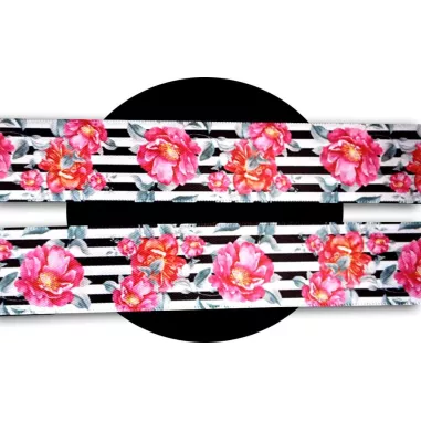 Lacets satin large rayés à fleurs pour vos chaussures