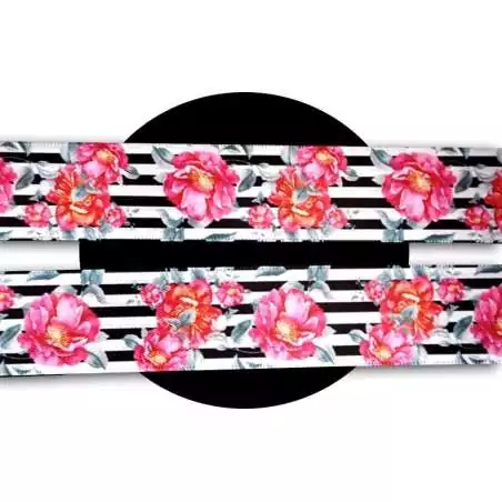 Lacets satin large rayés à fleurs pour vos chaussures