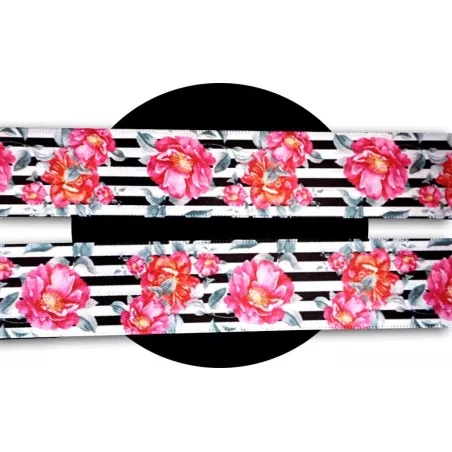 Lacets satin large rayés à fleurs pour vos chaussures