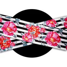 Lacets satin large rayés à fleurs pour vos chaussures 2