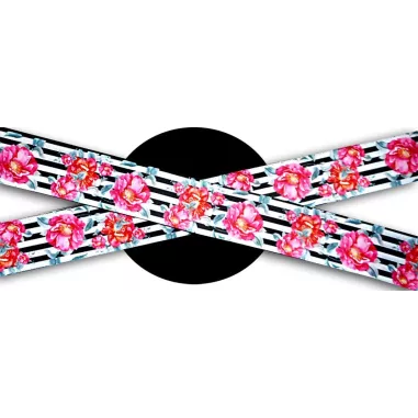 Lacets satin large rayés à fleurs pour vos chaussures