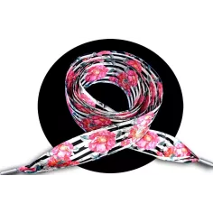 Lacets satin large rayés à fleurs pour vos chaussures