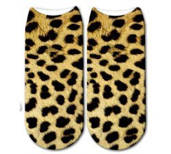 1 paire x ​socquettes fourrure léopard