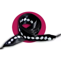 Lacets satin noir&nbsp;motifs&nbsp;perles : 2 largeurs pour vos…