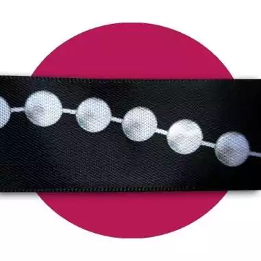 Lacets satin noir motifs perles : 2 largeurs pour vos chaussures