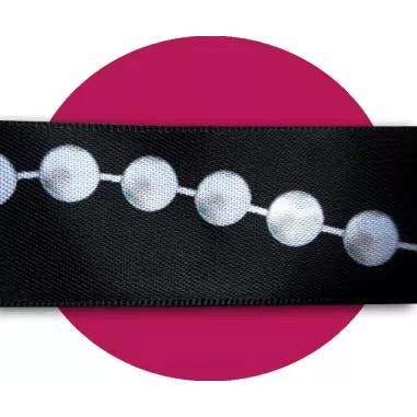 Lacets satin noir&nbsp;motifs&nbsp;perles : 2 largeurs pour vos…