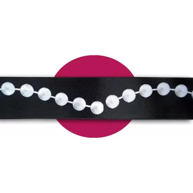 Lacets satin noir&nbsp;motifs&nbsp;perles : 2 largeurs pour vos…