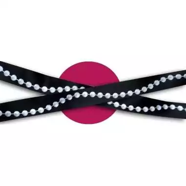 Lacets satin noir motifs perles : 2 largeurs pour vos chaussures