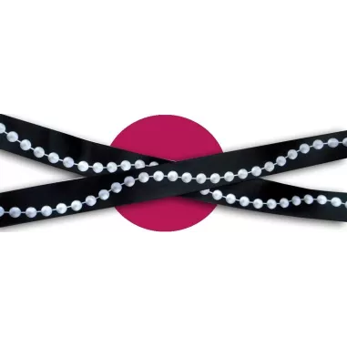 Lacets satin noir&nbsp;motifs&nbsp;perles : 2 largeurs pour vos…