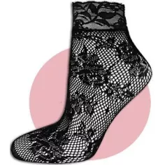 Chaussettes&nbsp;noires&nbsp;résille & dentelle pour vos jolis pieds