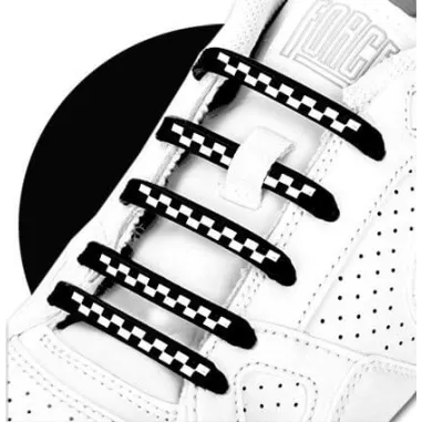 1 pièce x ​lacet silicone élastique damier noir ou blanc