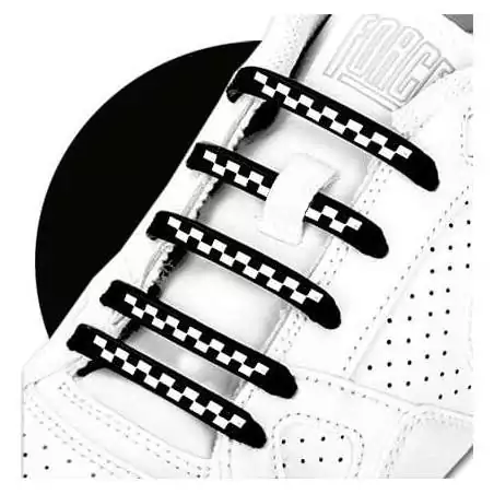 Lacet silicone damier noir & blanc   pour vos chaussures