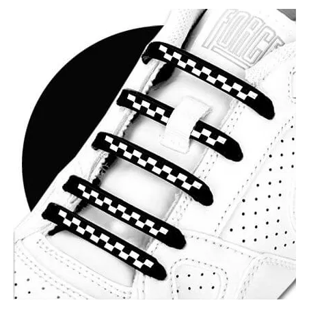 1 pièce x ​lacet silicone élastique damier noir ou blanc