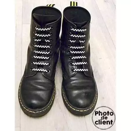 Lacet silicone damier noir & blanc   pour vos chaussures