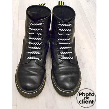 1 pièce x ​lacet silicone élastique damier noir ou blanc