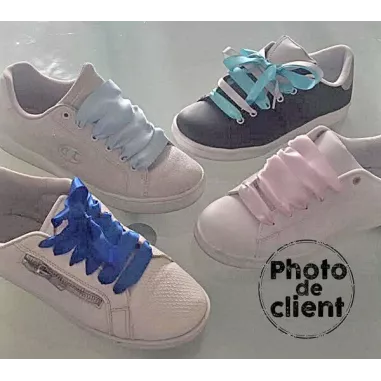 Lacets larges en satin rose poudré pour vos chaussures