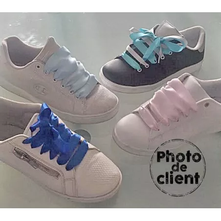 Lacets larges en satin rose poudré pour vos chaussures