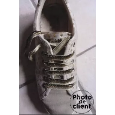 Lacets velours pailleté champagne pour vos chaussures