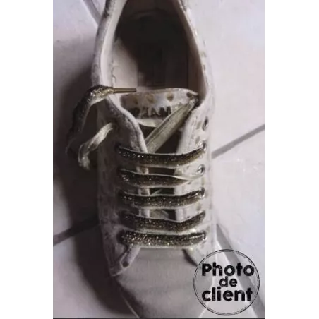 Lacets velours pailleté champagne pour vos chaussures