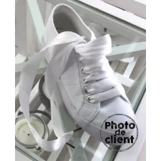 Lacets larges satin blanc  pour vos chaussures 2