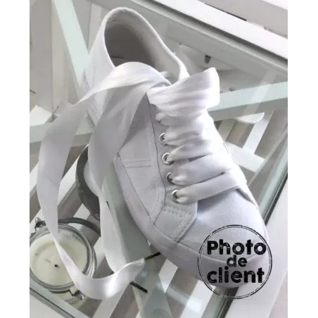 Lacets larges satin blanc&nbsp; pour vos chaussures