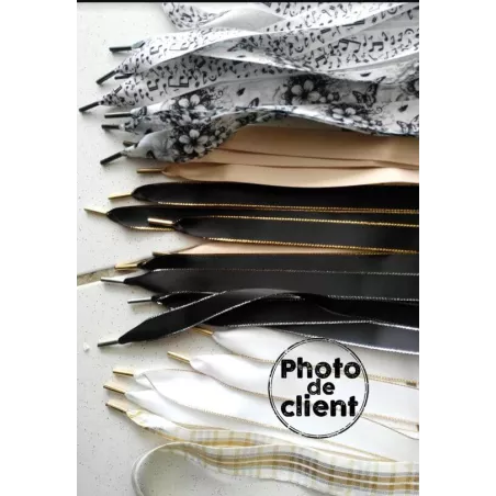 Lacets satin large&nbsp;blanc notes de musique pour vos…