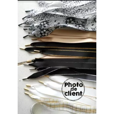 Lacets de chaussures larges satin noir doré-Achat|Vente en…