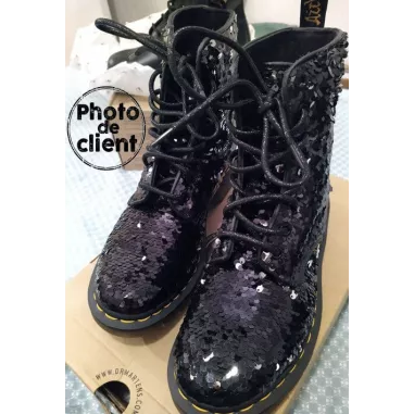 Lacets ronds noirs paillettes pour vos chaussures