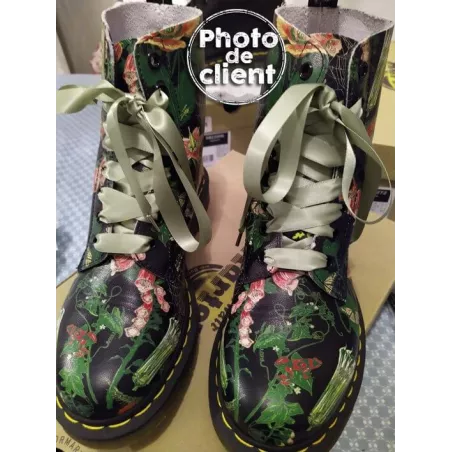 Lacets en satin kaki clair pour vos chaussures