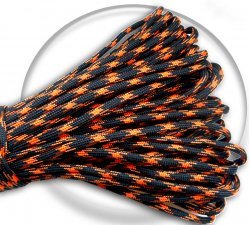 Lacets paracorde ronds orange et noir 