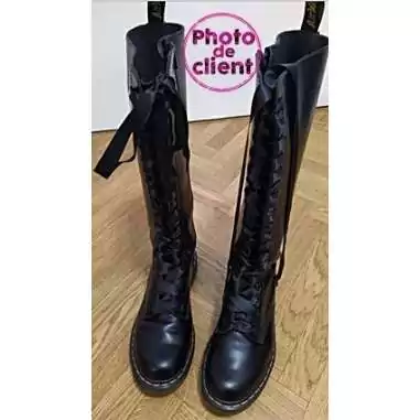 Lacets larges en satin noir  pour vos chaussures