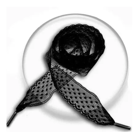 Lacets de chaussures en dentelle plumetis noir-Achat|Vente…