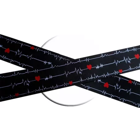 Lacets satin large noir diagramme coeurs pour vos chaussures