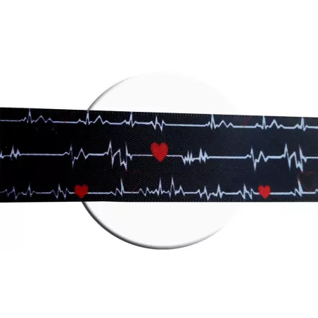 Lacets satin large noir diagramme coeurs pour vos chaussures