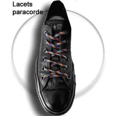 Lacets de chaussures noirs réflectifs, ronds, en couleur…