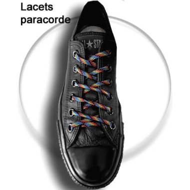 Lacets ronds paracorde bicolores rouge noire LacetsFun Lacets