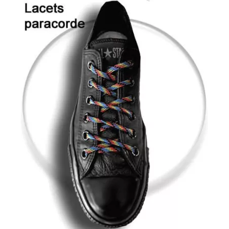 1 paire x lacets paracorde ronds gris & noir