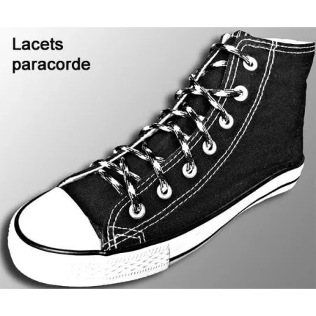 1 paire x lacets ronds paracorde rose & gris & noir