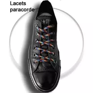 Lacets paracorde rose, gris, blanc & noir pour vos chaussures