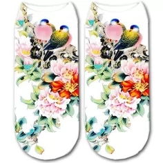 1 paire x ​socquettes oiseaux & fleurs Japon