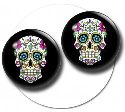 Set 2 décorations de lacets noires crânes mexicains