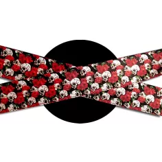 Lacets satin large noir crânes & fleurs rouges pour vos… 2