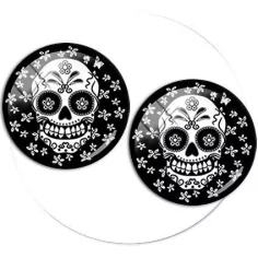 1 paire x ​décorations de lacets crâne calavera blanc