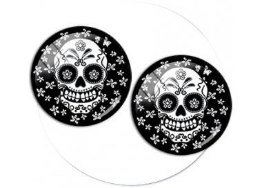 1 paire x ​décorations de lacets crâne calavera noir & blanc